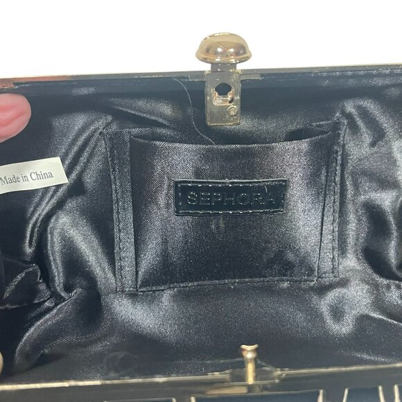 Sephora Black/Goldtone Evening Purse Chain Clutch - Picture 3 of 7
